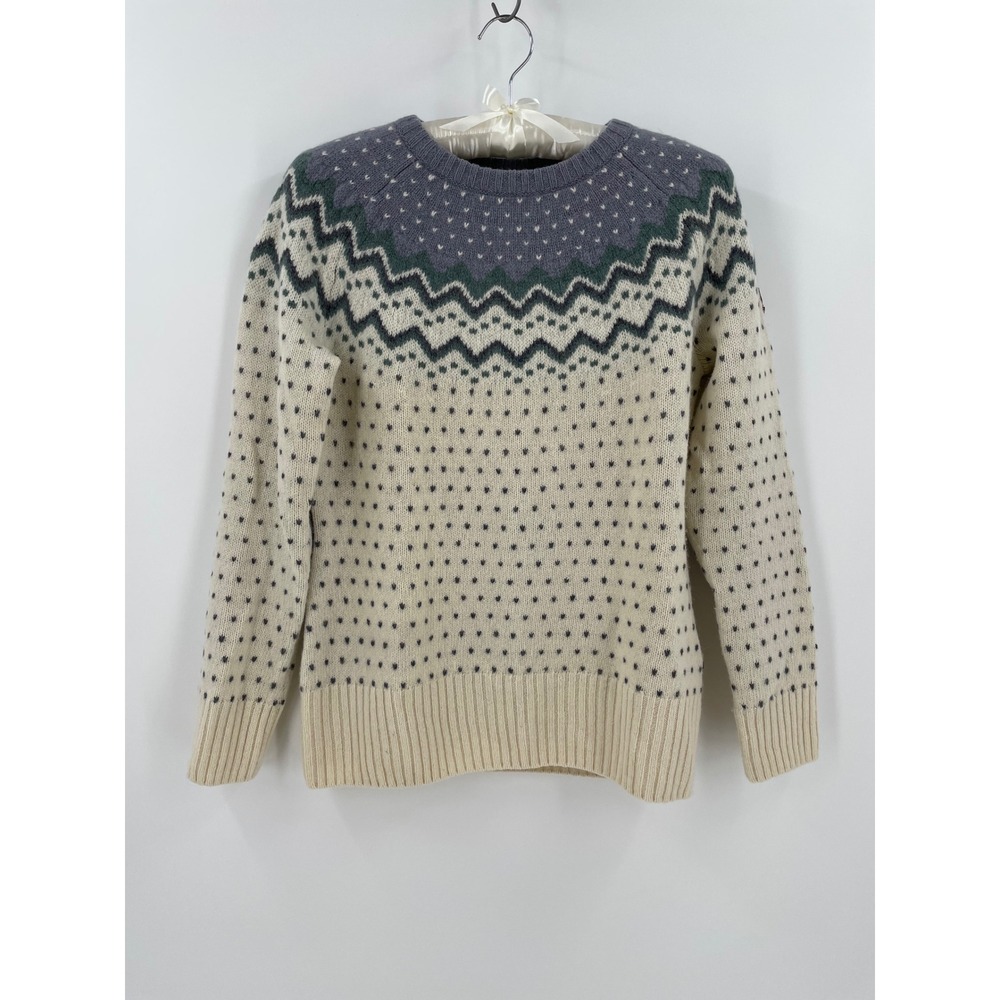Fjallraven Ovik Nordic Sweater Womens Medium 100% Wool Fair Isle Elbow Patch